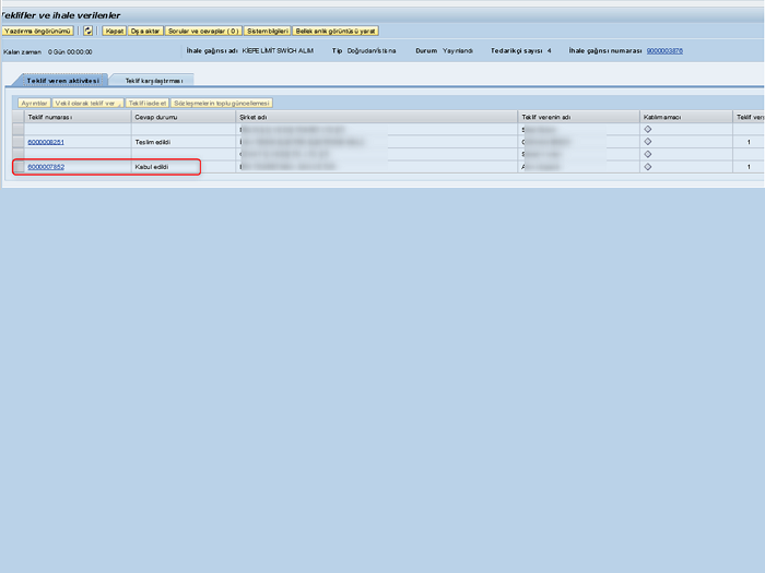 SAP SRM sipariş geçme aşaması.