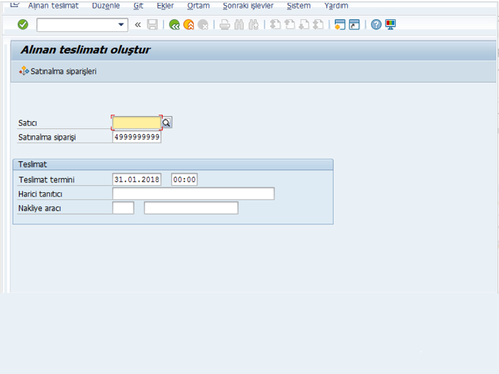 SAP Alınan ürün teslimat oluşturma?